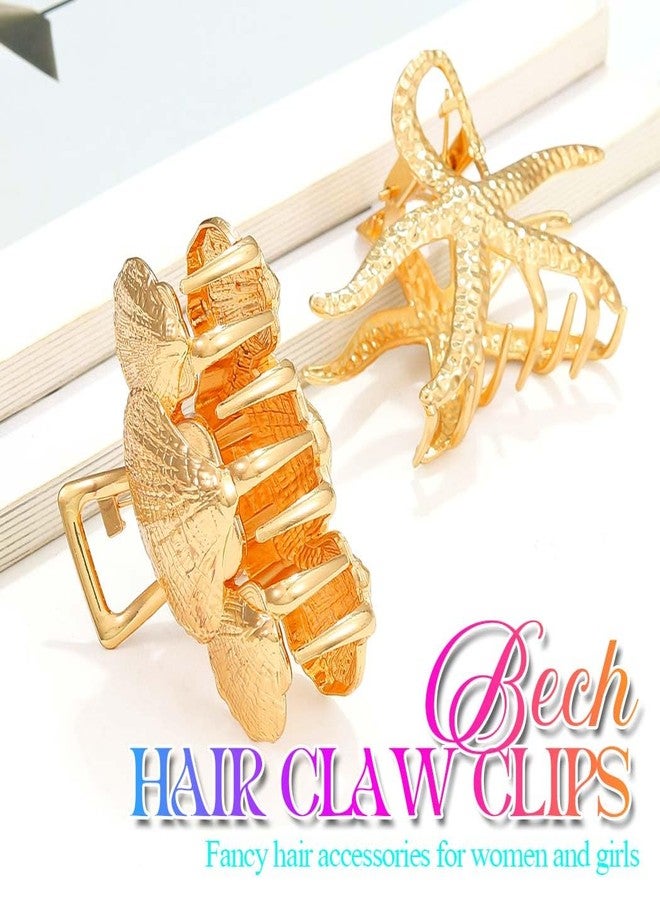 Gortin Starfish Claw Clips Gold Metal Seashell Hair Clip Medium Hair Claw Barrettes Beach Hair Accessories for Women - Image 2